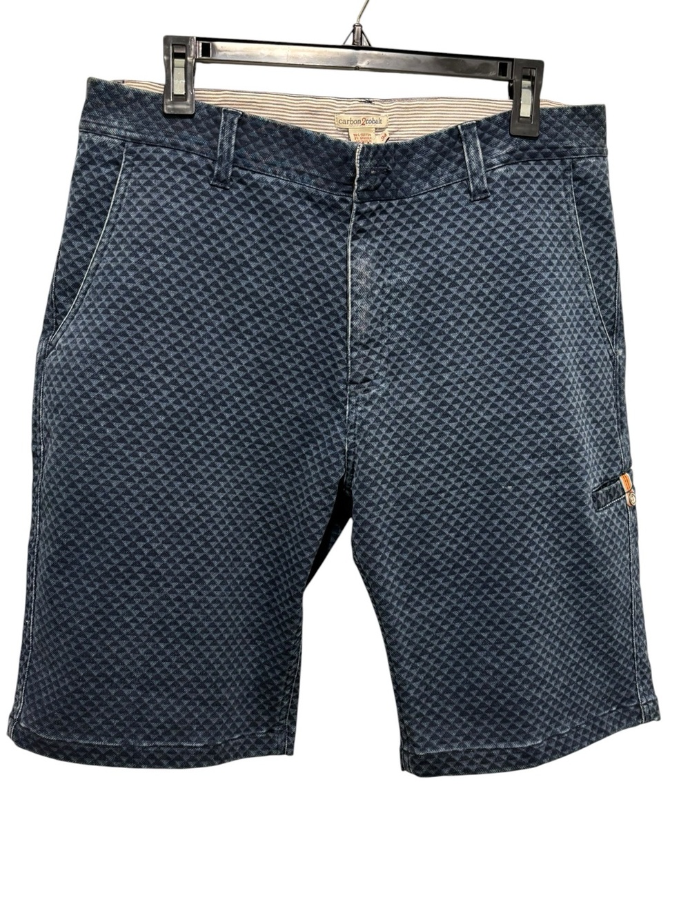 Carbon2cobalt Diamond-Pattern Navy Flat Front Men's Work Shorts